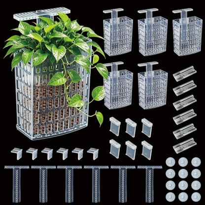 6pcs Upgraded Adjustable Aquarium Plant Holder，Fish Tank Plants Holder,Fish Tank Aquaponics Plant Cultivation and Aquarium Landscape Decoration with Hooks and Suction Cup（Transparent）