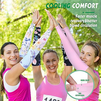 Crowye 12 Pairs UV Protection Arm Sleeve Farm Outdoor Gardening Sun Protection Sleeves for Men Women Work Compression Tattoo Arm Cover Up for Outdoor Cycling Fishing