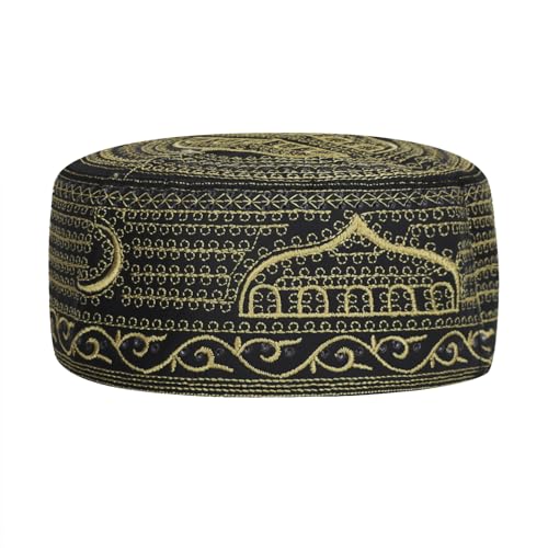 Muslim Prayer Hat for Men Worship Hat Islamic Muslim Prayer Hats Cap Beanie Headwear for Ramadan Eid - color: Gold