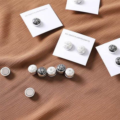 12 Pcs Hijab Magnets Round Veil Weights Muslim No-Snag Hijab Pins Multi-Use Buttons for Cardigan Scarves Cufflinks Decorate
