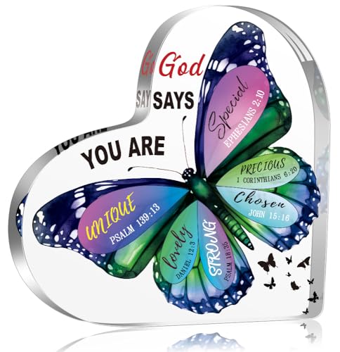 Christian Gifts for Women Spiritual Gifts Butterfly Inspirational Gifts for Friends Mom Coworker Sister Birthday Inspiration Religious Gifts Christian Decorative Signs Plaques - blue butterfly - color: Blue1