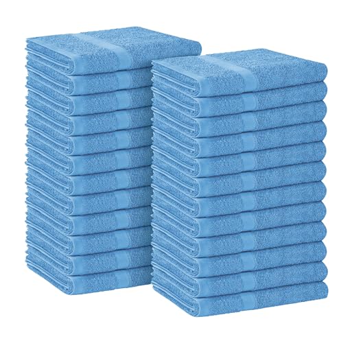 Avalon Towels Salon Towel - Sky Blue Hand Towels Bulk Pack of 24 - 100% Cotton Absorbent Spa, Facial & Gym Towel for Working Out - 16x27 Inches (Not Bleach Proof) - color: Skyblue