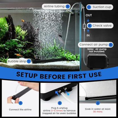 hygger Weighted Nano Mist Bubble Wall Bar, 35.4" Self-Sinking ABS Air Stone Strip with Gentle Oxygen Diffuser for Freshwater & Marine Aquarium, Hydroponics - size: 35.4 Inch