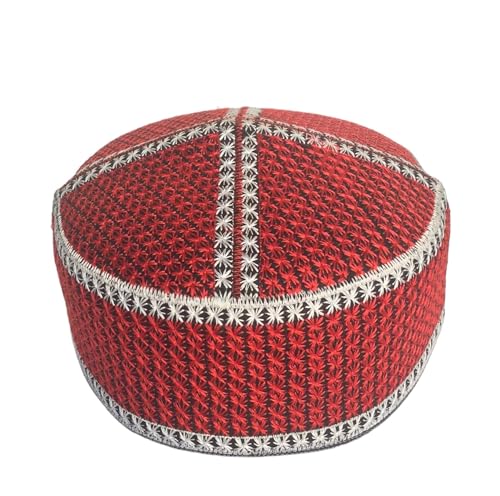 Men's Unisex Muslim Men Prayer Cap Ramadaan Cap Eid Cap Handmade Kufis Namaz Hat Beanie - color: Red, size: Large