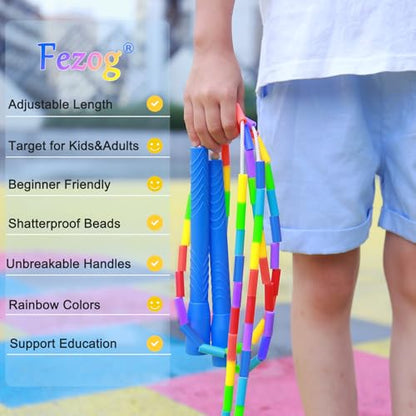 16.5FT Double Dutch Jump Ropes for Adults Kids 2-PACK | Rainbw Long Jump Rope, 1” Beaded Jump Rope for Fitness, Segmented Skipping Ropes for Exercise Training, Tangle-Free - color: Rainbow-2Pcs