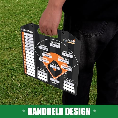 AOLEBA Baseball Lineup Board for Dugout,Dry Erase Magnetic Metal Baseball Clipboard for Coaches - style: Horizontal - Black