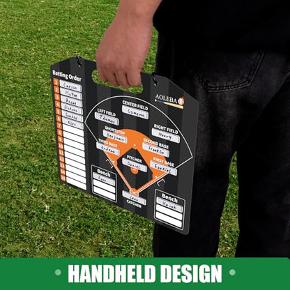 AOLEBA Baseball Lineup Board for Dugout,Dry Erase Magnetic Metal Baseball Clipboard for Coaches - style: Horizontal - Black