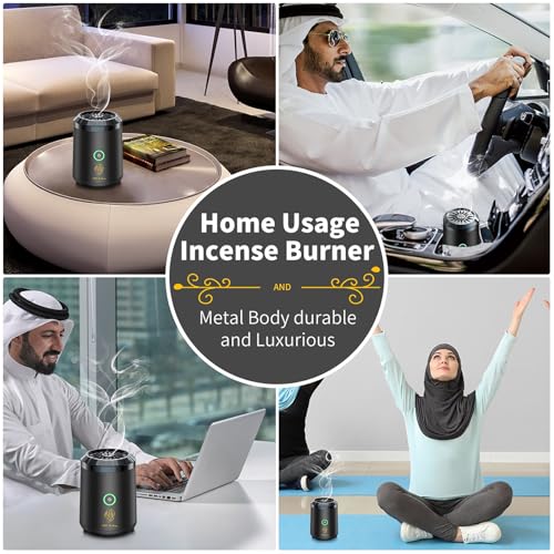 Electric Incense Burner, OUD Bukhoor Portable USB Aroma Diffuser, Rechargeable Arab bakhoor Muslim Incense Holder for Car and Home