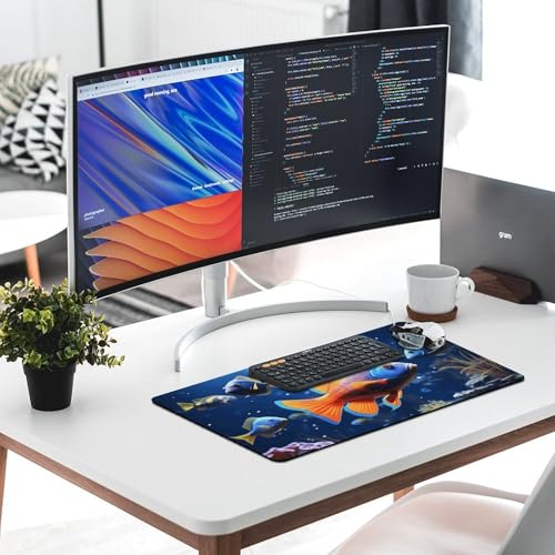 Large Size Gaming Mouse Pad Fishs Desk Mat Non-Slip Base Waterproof Desktop Writing Pad for Office Home - color: Fishs, size: 40X75cm