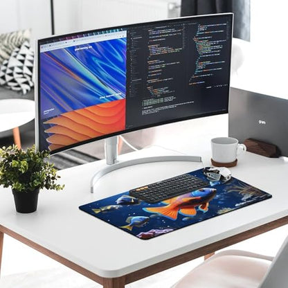Large Size Gaming Mouse Pad Fishs Desk Mat Non-Slip Base Waterproof Desktop Writing Pad for Office Home - color: Fishs, size: 40X75cm