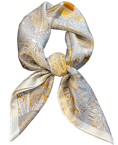 Dailyacc Hair Bandanas Scarf For Women Lightweight Fashion Neck Silk Satin Head Scarves For Sleeping Handbags Scarf - color: 13-golden Forest/27.5*27.5in