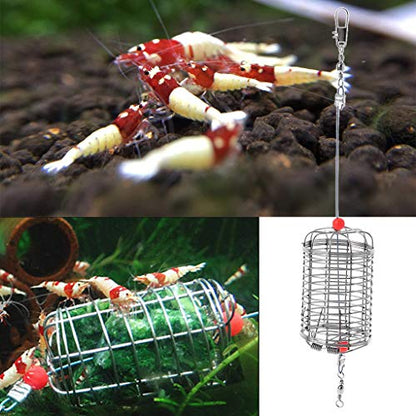 Aquarium Feeding Bowl with Hook Shrimp Feeding Dish Stainless Steel Cage Basket for Small Fish Shrimp Benthic Animal