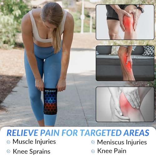Coldest Knee Ice Pack 360 - Knee Pain Relief Compression, Reusable Gel Ice wrap for Leg Injuries, Swelling, Knee Replacement Surgery, Cold Compress Therapy for Arthritis, Meniscus Tear and ACL (Small) - size: Small