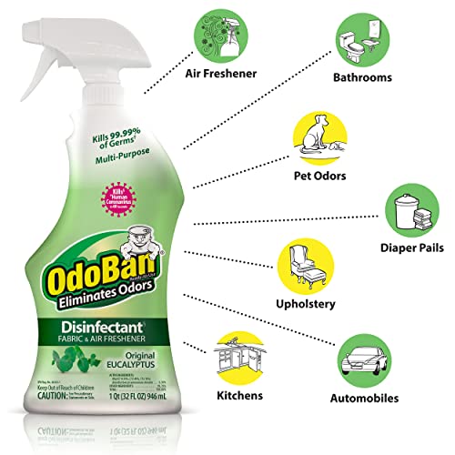 OdoBan Ready-to-Use Disinfectant and Odor Eliminator, Set of 3 Spray Bottles, 32 Ounces Each, Original Eucalyptus Scent - size: 32 Fl Oz (Pack of 3)