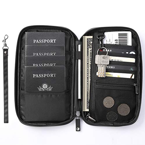 VanFn RFID Travel Passport Wallet, Family Passport Holder, Trip Document Organizer P.Travel Series (Nylon - Black) - color: A - Nylon - Black