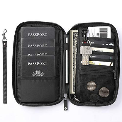 VanFn RFID Travel Passport Wallet, Family Passport Holder, Trip Document Organizer P.Travel Series (Nylon - Black) - color: A - Nylon - Black