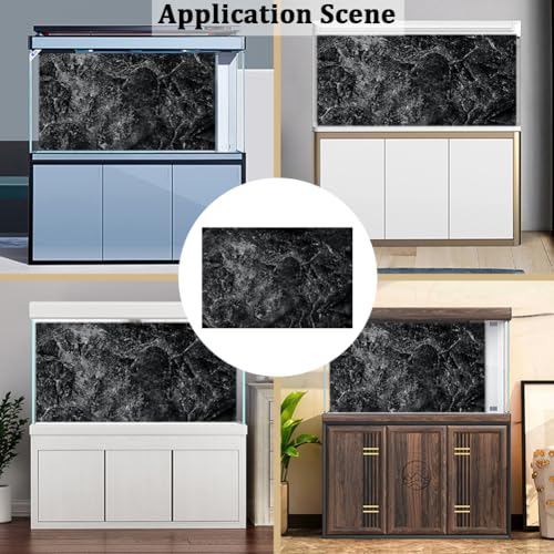 CREATCABIN Aquarium Background Sticker Self-Adhesive Stickers Decals Decor Home Office Aquariums Gift for Fishkeeping Enthusiasts Aquascaping Hobbyists 23.62x11.81 Inch Black Mottled Rock Face - style: Mottled rock face