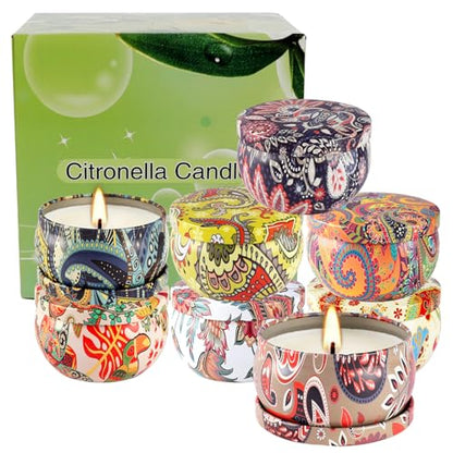 8x2.5oz Citronella Scented Candles,Indoor&Outdoor Natural Soy Wax jar Candles Set for Home Decor,Patio Garden Backyard Camping Summer - size: 8pack Citronella