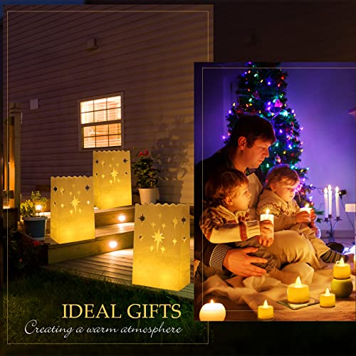 Sabary 50 Sets Luminary Bags with Flameless Tea Lights Outdoor Luminaries LED Lantern Candle Bags for Wedding Birthday Ramadan Christmas Party Decorations Romantic Decor(Firework) - style: Firework