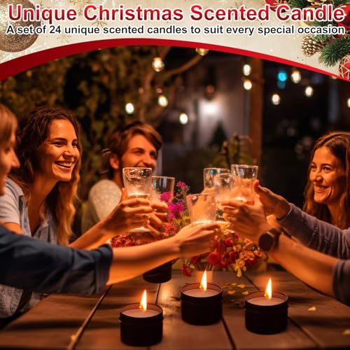 Nuanchu 24 Pack Christmas Scented Candles Gift Set Highland Cattle Candle for Her Him 2oz Natural Soy Wax Jar Long Lasting Aromatherapy Bulk Favors Set for Christmas Party Home Decor - style: Highland Cattle