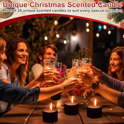 Nuanchu 24 Pack Christmas Scented Candles Gift Set Highland Cattle Candle for Her Him 2oz Natural Soy Wax Jar Long Lasting Aromatherapy Bulk Favors Set for Christmas Party Home Decor - style: Highland Cattle