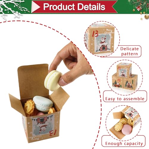 ONESING 24 Pcs DIY Christmas Advent Calendar Boxes for 2025, 24 Days Countdown Calendar Gift for Adults and Kids Christmas Kraft Cardboard Number Boxes Make & Fill Your Own Advent Calendar Boxes - color: Style-F