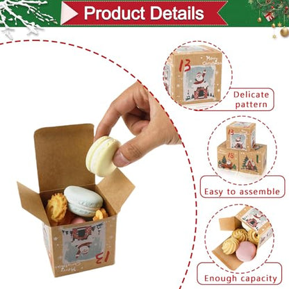 ONESING 24 Pcs DIY Christmas Advent Calendar Boxes for 2025, 24 Days Countdown Calendar Gift for Adults and Kids Christmas Kraft Cardboard Number Boxes Make & Fill Your Own Advent Calendar Boxes - color: Style-F