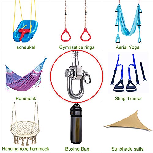 SELEWARE 6 Pack Swing Hangers Swing Set Hooks Stainless Steel Hammock Hooks for Porch Swing, Hammock Chair, Heavy Bag, Yoga Silk, Suspension Straps, Gymnastics Rings - color: Stainless 6 Pack Swing Hooks