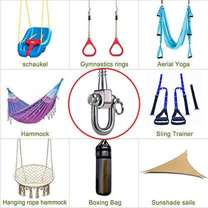 SELEWARE 6 Pack Swing Hangers Swing Set Hooks Stainless Steel Hammock Hooks for Porch Swing, Hammock Chair, Heavy Bag, Yoga Silk, Suspension Straps, Gymnastics Rings - color: Stainless 6 Pack Swing Hooks