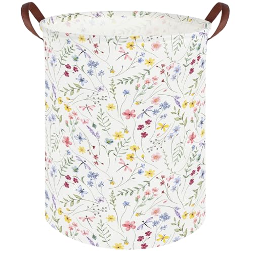 Flower Laundry Hamper,Nursery Hampers,Waterproof folding Boho Flower Plants Kid Laundry Hamper with Handle,Clothes Organizer Basket,Gift Baskets,Room Decor(Butterfly flowers) - color: Butterfly flower