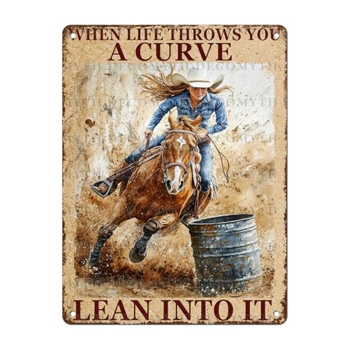 Cowgirl Wall Art Horse Wall Decor Western Tin Sign Barrel Racing 12x8 Inch - color: Horse13, size: 30X40cm(12*16in)