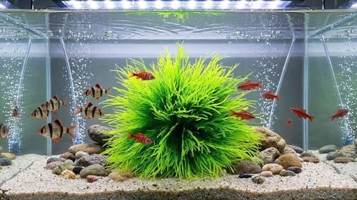 2 Pack Aquarium Plants Decorations Plastic Realistic Fish Tank Plants with Weighted Waterscape Fish Hides Mini Grass Set