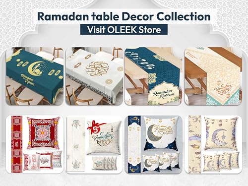 OLEEK Ramadan Table Cloth (87x51in)- Ramadan Decorations for Home 2026 - Ramadan Table Cover - Ramadan Gifts - Ramadan Decor - Ramadan Decorations for Table - Ramadan Decoration زينة رمضان كريم ديكور