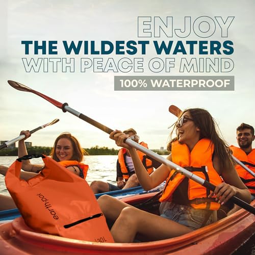 Earth Pak Waterproof Dry Bag with Zippered Pocket - Waterproof Dry Bag Backpack Keeps Gear Dry - color: Orange, size: 10L
