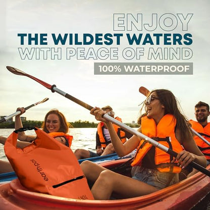 Earth Pak Waterproof Dry Bag with Zippered Pocket - Waterproof Dry Bag Backpack Keeps Gear Dry - color: Orange, size: 10L