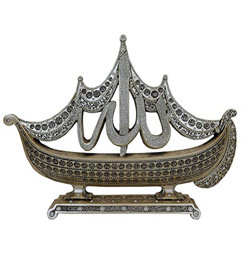Modefa Islamic Turkish Table Decor Showpiece Gift Sculpture Figure Arabic Sailboat 99 Names of Allah (Mother of Pearl)