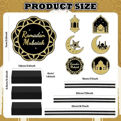6 Pcs Ramadan Kareem Wooden Table Decors for Eid Mubarak Party Decorations Moon Star Islamic Mosque Signs Double Sided Print Tabletop Decor Eid Party Tiered Tray Decor for Islamic Allah Muslim Gifts
