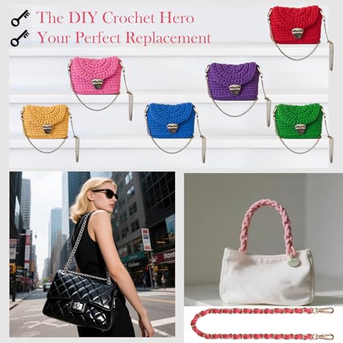 2 Pcs Purse Chain Strap, 47" Gold Chain with Leather, Crossbody Bag Replacement Straps,Handbag Chain for Shoulder Bags - color: Rose