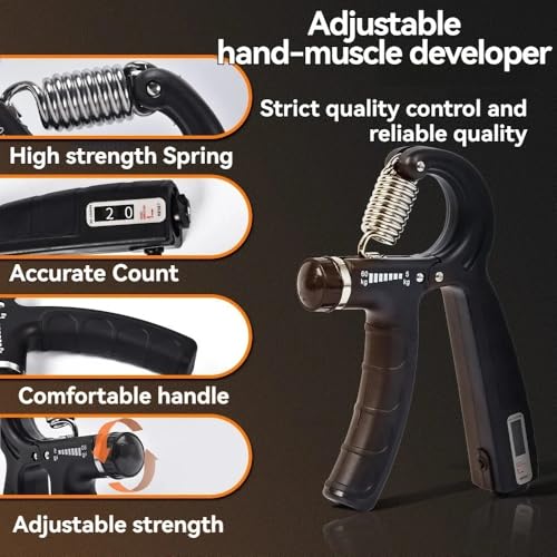 Adjustable Hand Grip Strength Strengthener Trainer Full Set with Counter Wrist Forearm and Hand Exerciser for Muscle