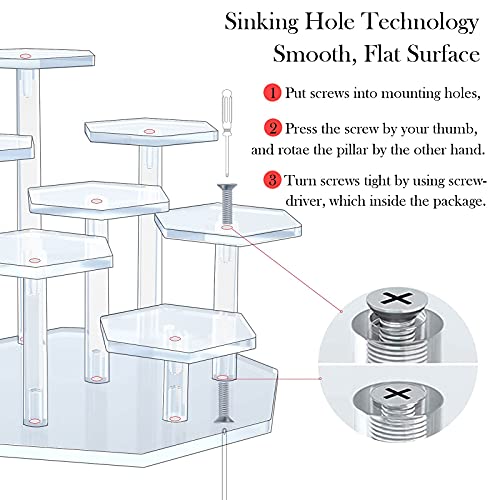 Acrylic Cupcake Stand with Patented 7-Tier Stable Design, Clear Perfume Organizer and Dessert Display Riser, Non-Wobble Tiered Display Stand for Figures, Collections, Vendor Events & Party(Small-Black)
