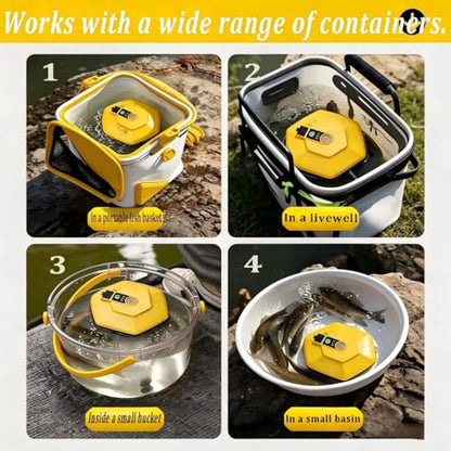 IPX7 Waterproof Floating Bait Bucket Aerator, Rechargeable Floating Oxygen Pump,Lightweight Rustproof,for Fish Tank, Bait Bucket, Shrimp Tank, Hydroponic System