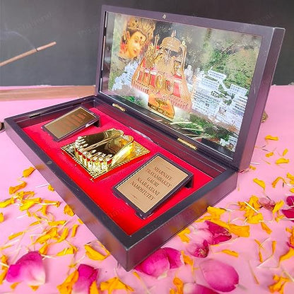 Vaishno Devi Blessing Gold Plated 24 K Gold Coated Big Pocket Temple Box Decorative Showpiece Devotional Prayer Box,Gifting, Pooja Mandir(Vaishno Devi)