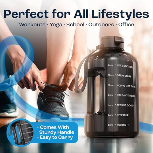 AQUAFIT 1 Gallon Water Bottle with Motivational Quotes - color: Blue Skies, size: 128 Ounces