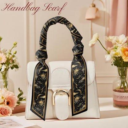 Head Hair Scarf Neck Silk Feeling Scarves Long Thin Satin Fashion Handbag Cute Decoration Women Girls 59 * 6.7'' - color: O-2-sun Moon