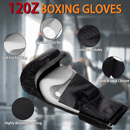 4FT Hanging Punching Bag for Adults, Unfilled Canvas Heavy Boxing Bag Set with 12oz Boxing Gloves Hand Wraps, Jump Rope, Reflex Ball for MMA Kickboxing Muay Thai Training Home - style: Oxford Bag