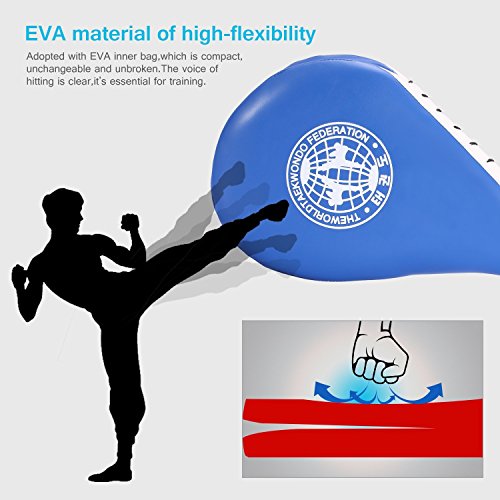 Yosoo 1 Pair of Taekwondo Double Kick Pad Target Tae Kwon Do Karate Kickboxing Training TKD Kicking Pad Practice Kick Target Training Double Face Kick Foot Pad Martial Arts Equipment