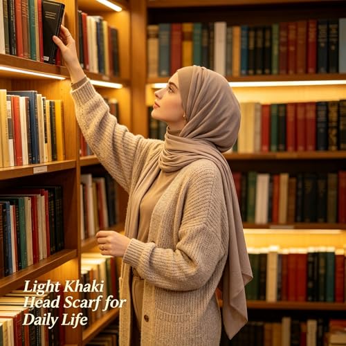 Hijab Scarf for Women, 3PCS Set with Undercap and Hijab Clip Lightweight Modal Muslim Head Wrap Scarf for Daily - color: Sy18-light Khika Hijab+light Khika Undercap