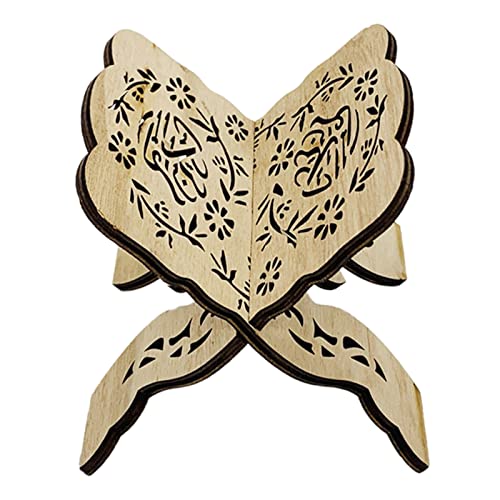 Folding Wooden Book Stand,Exquisite Engraving Muslim Book Holder,Islam Eid Quran Bible Carved Book Stand for Home Office,Religious Gift(1#) - color: 1#