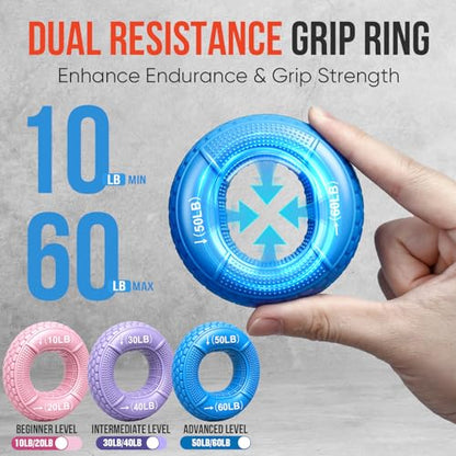 Grip Strength Trainer Kit, Forearm Strengthener & Hand Grip Strengthener | Finger Exerciser & Stretcher for Strength Training, Recovery & Flexibility - size: 10PCS