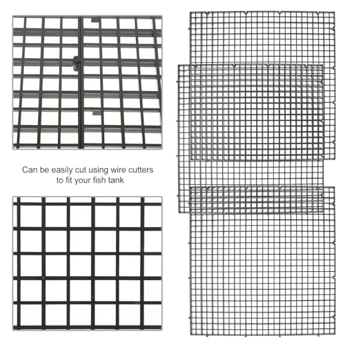 Ciieeo Aquarium Fish Tank Grid Divider with 18pcs Black Plastic Filter Boards 30x30cm Removable Partition Nets and 10 Suction Cups for Bottom Tank Isolation and Breeding Separation